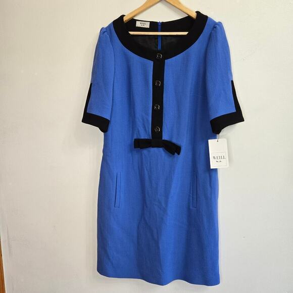 NWT Weill Lane Womens Blue Short Sleeve Shift Dress Size 14 Regency Core Classy - Picture 1 of 14